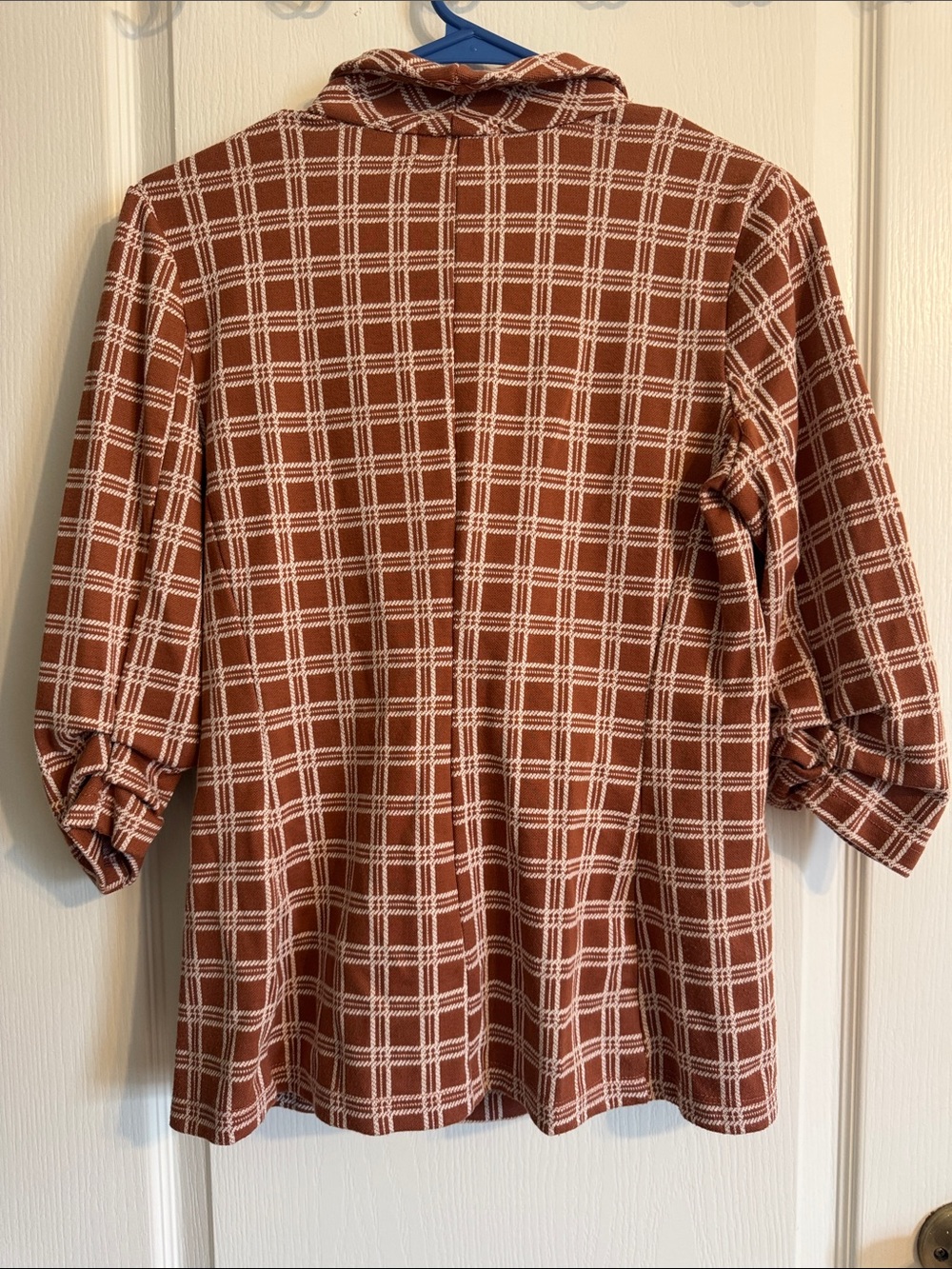 Altar'd State Rust Plaid Shawl-Collar Blazer - Picture 6 of 7